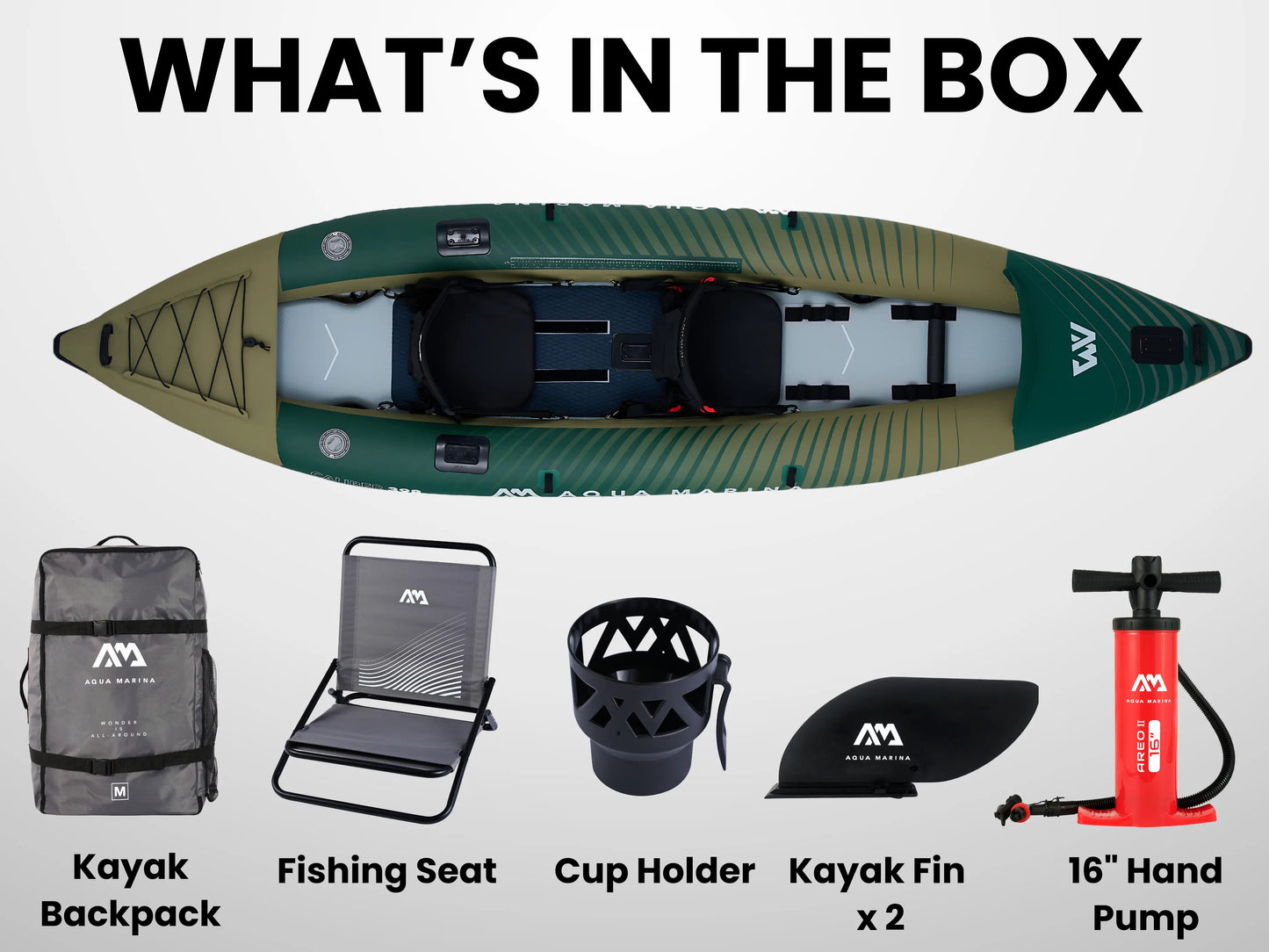 CALIBER 398 Angling / Fishing Inflatable Kayak 1/2-Person